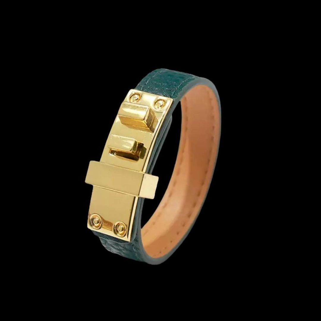 Leather Cuff Green